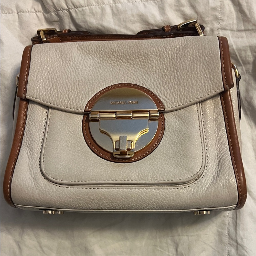 Michael Kors Cream and Tan Satchel